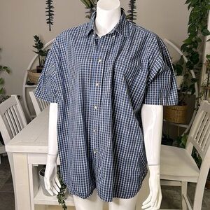 Vintage Wrangler timber Creek men’s short sleeve blue plaid button down  XL🕰️